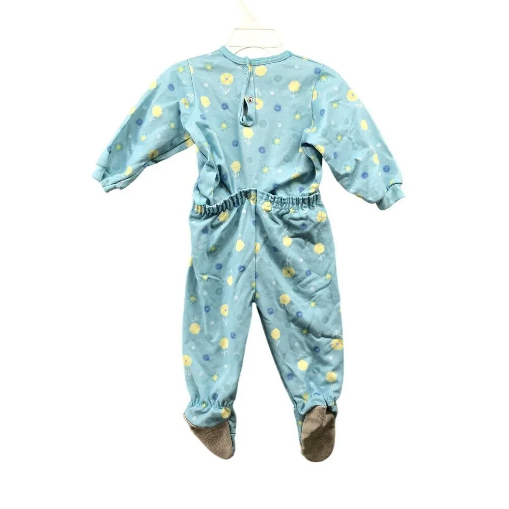 Vintage Carter's Baby 9-12M Footed One‎ Piece Blue Floral Detachable Jumpsuit